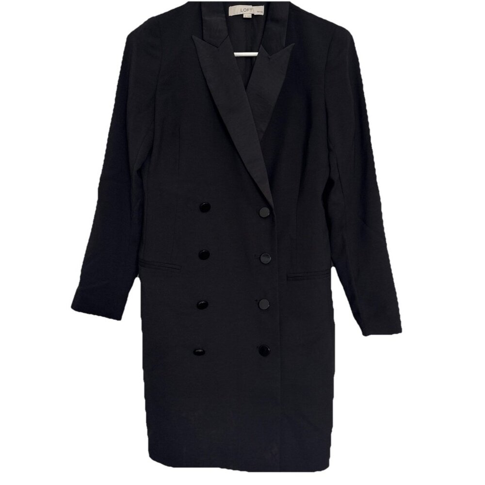 Ann Taylor Women's Blazer Black Double Breasted Button UP Size 2 Petite